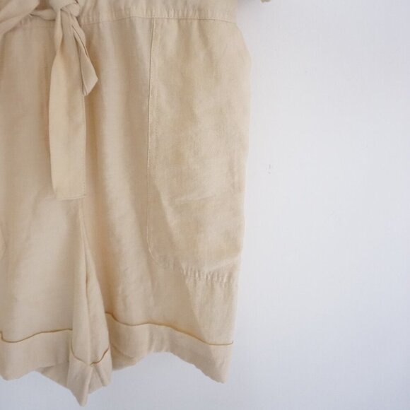 Zara Cream Bohemian Boho Breathable Short Sleeve Shorts Romper M - Picture 3 of 16